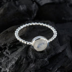 Rainbow Moonstone Solitaire Japanese 92.5 Silver White Gemstone Delicate Twist Ring Jewellery