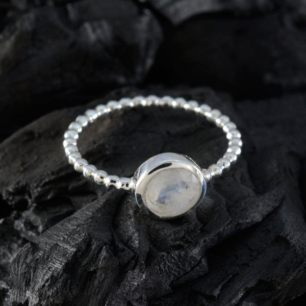 Rainbow Moonstone Solitaire Japanese 92.5 Silver White Gemstone Delicate Twist Ring Jewellery