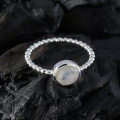 Rainbow Moonstone Solitaire Japanese 92.5 Silver White Gemstone Delicate Twist Ring Jewellery