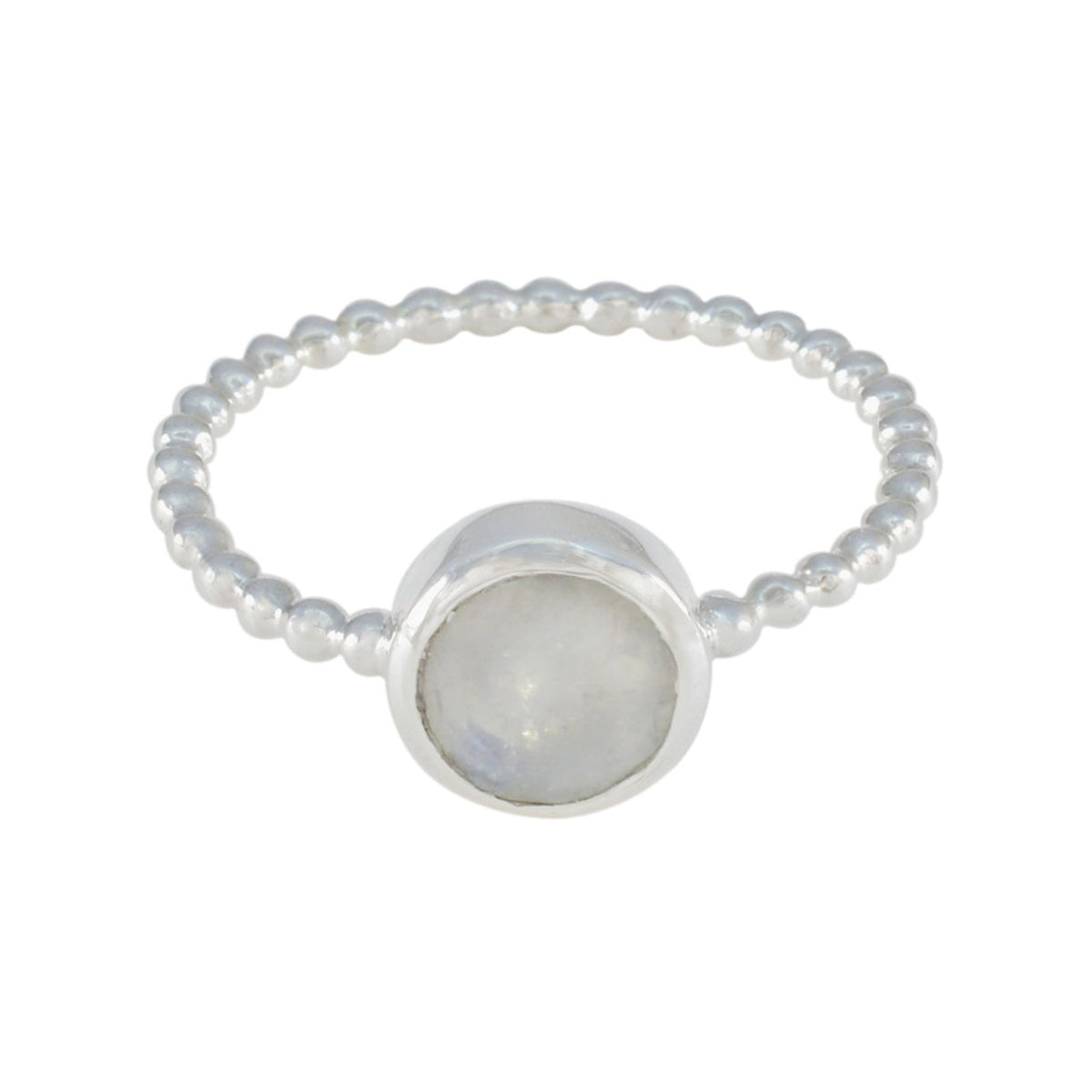 Rainbow Moonstone Solitaire Japanese 92.5 Silver White Gemstone Delicate Twist Ring Jewellery