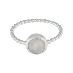 Rainbow Moonstone Solitaire Japanese 92.5 Silver White Gemstone Delicate Twist Ring Jewellery