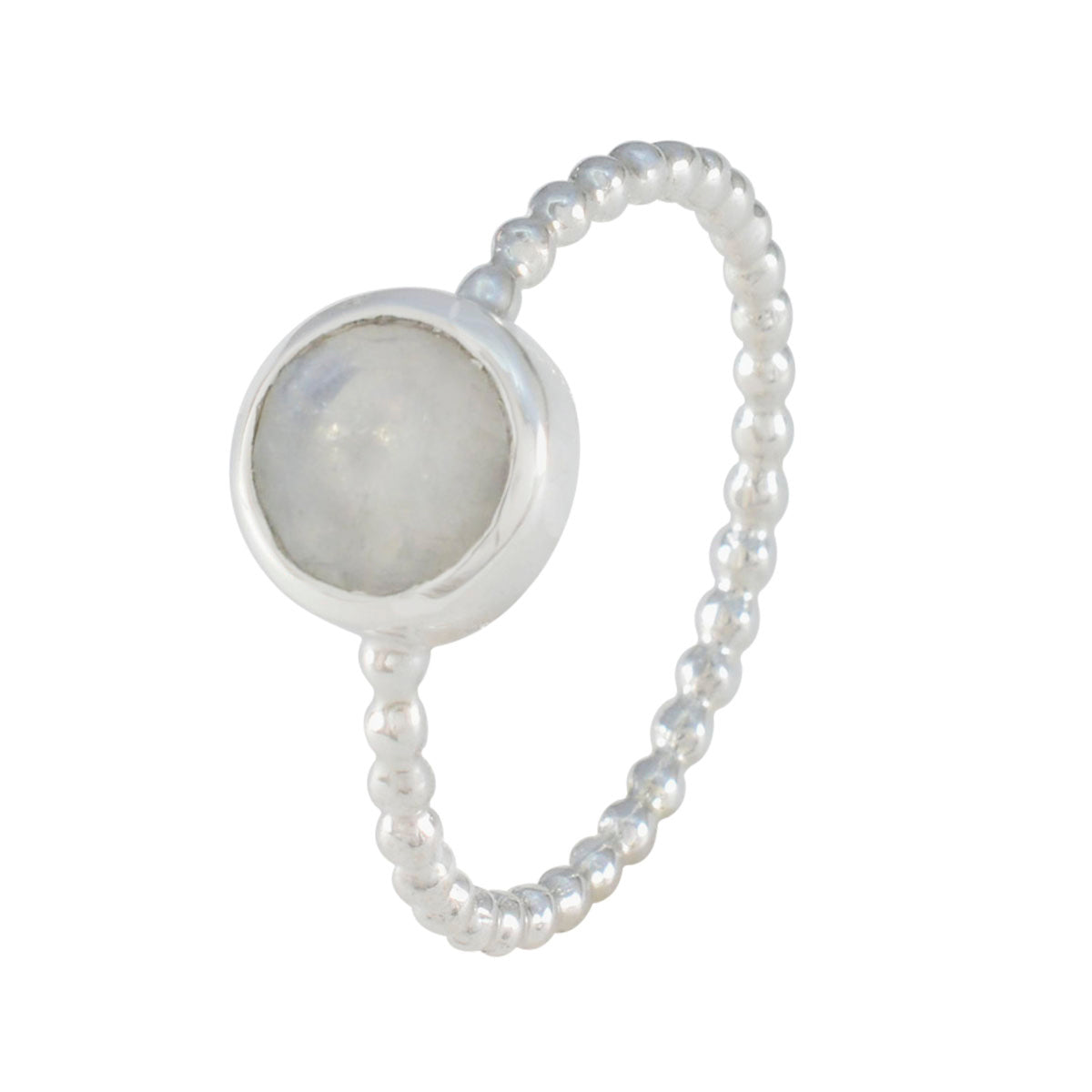 Rainbow Moonstone Solitaire Japanese 92.5 Silver White Gemstone Delicate Twist Ring Jewellery