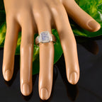 Rainbow Moonstone Solitaire French 925 Sterling Silver White Gemstone Eye catching Modern Ring Jewelry