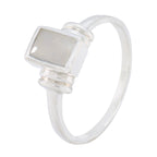 Rainbow Moonstone Solitaire Turkish 925 Silver White Gemstone Whisper thin Sophisticated Ring Jewelry