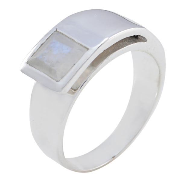 Rainbow Moonstone Solitaire Moroccan Silver White Gemstones Minimal Feminine Ring Jewellery