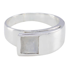 Rainbow Moonstone Solitaire Moroccan Silver White Gemstones Minimal Feminine Ring Jewellery
