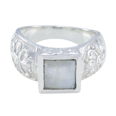 Rainbow Moonstone Solitaire Russian 925 Sterling Silver White Gems Eye catching Art Deco Ring Jewelry