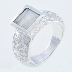 Rainbow Moonstone Solitaire Russian 925 Sterling Silver White Gems Eye catching Art Deco Ring Jewelry