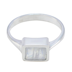 Rainbow Moonstone Solitaire Indian 925 Silver White Gemstone Featherlight Luxurious Ring Jewelry