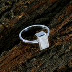 Rainbow Moonstone Solitaire German 92.5 Silver White Gemstone Slim Trendy Ring Jewelry