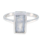 Rainbow Moonstone Solitaire German 92.5 Silver White Gemstone Slim Trendy Ring Jewelry