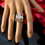 Rainbow Moonstone Solitaire Russian 925 Sterling Silver White Gemstone Mid weight Signet Ring Jewelry