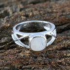 Rainbow Moonstone Solitaire African 925 Sterling Silver White Gemstone Tiny Love Ring Jewelry