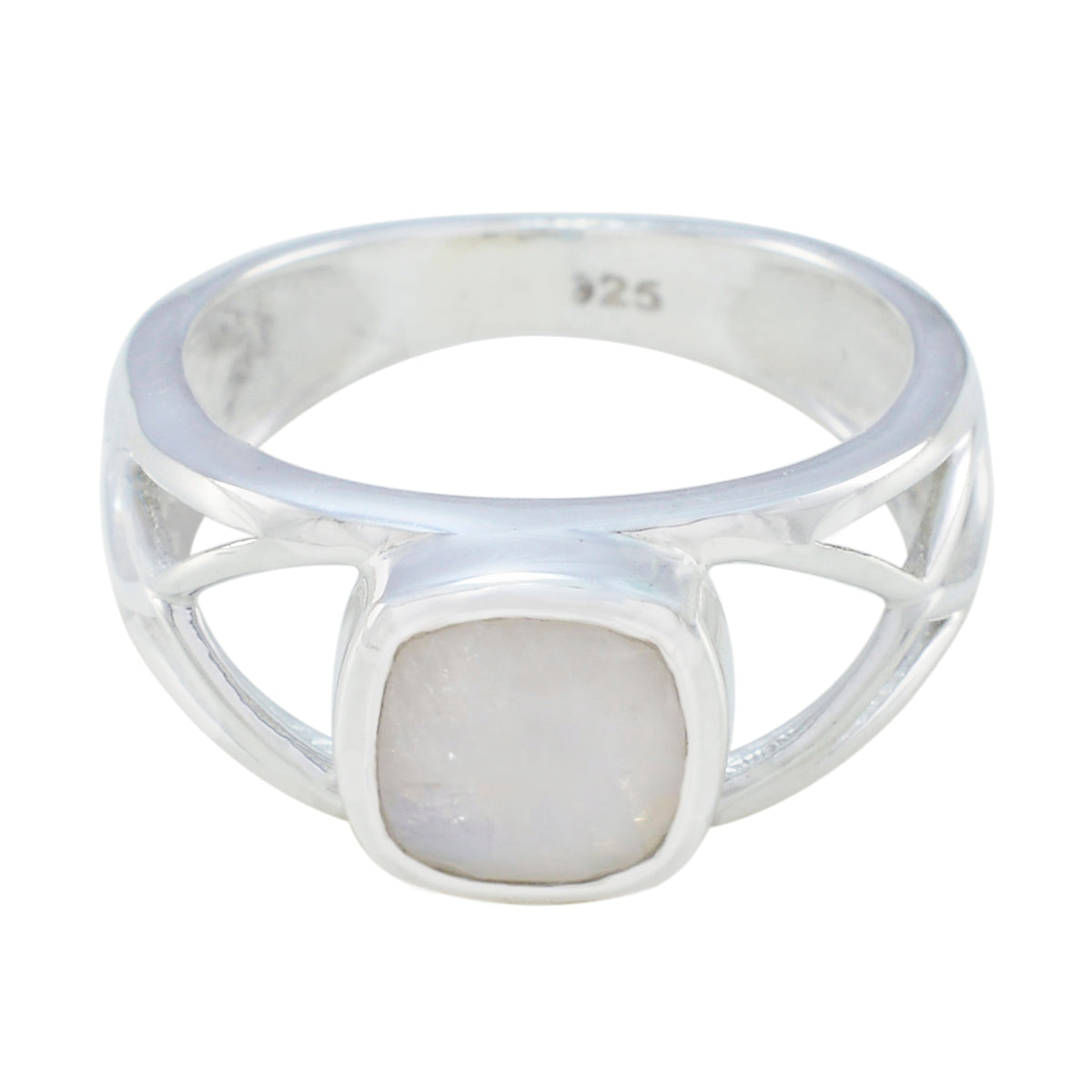 Rainbow Moonstone Solitaire African 925 Sterling Silver White Gemstone Tiny Love Ring Jewelry