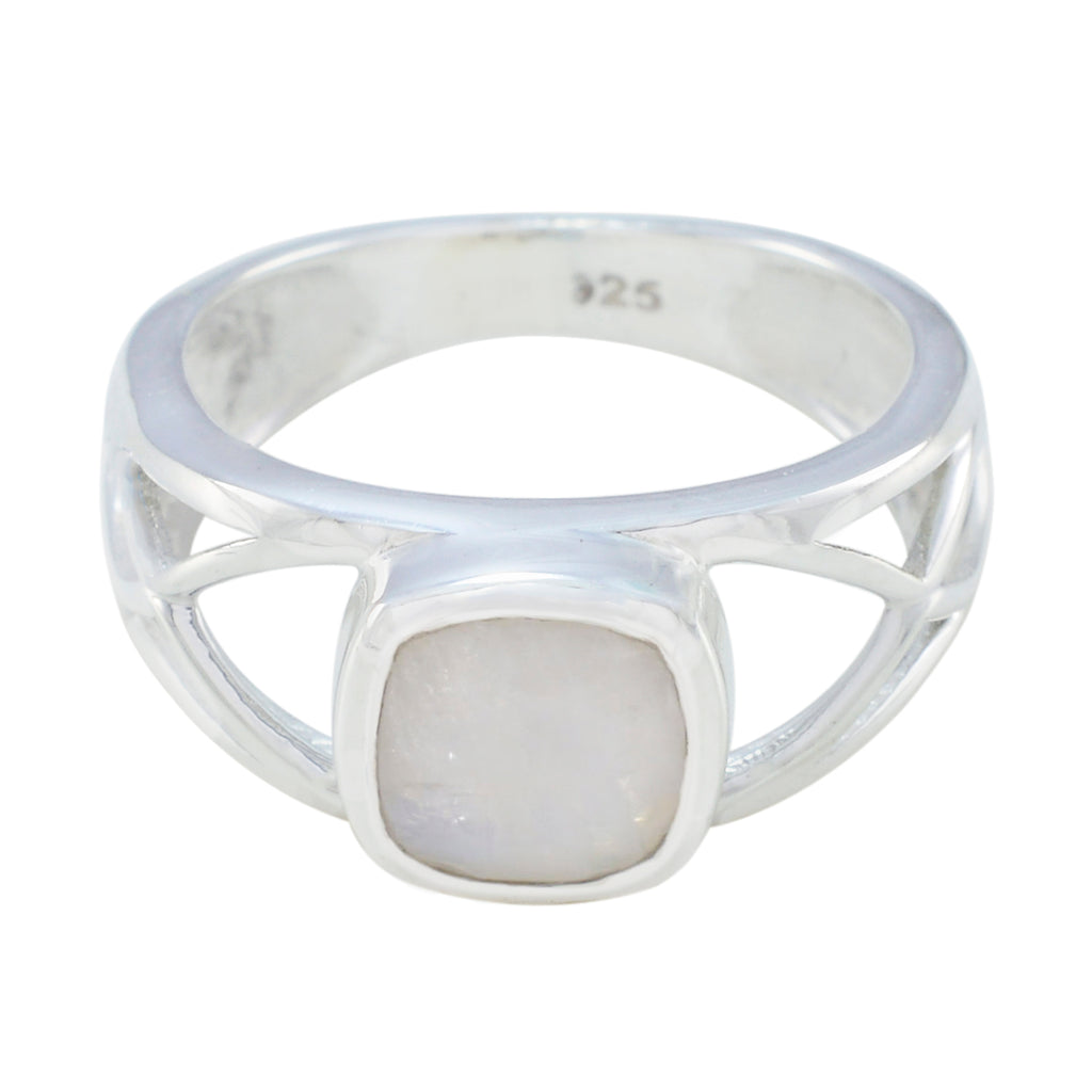 Rainbow Moonstone Solitaire African 925 Sterling Silver White Gemstone Tiny Love Ring Jewelry