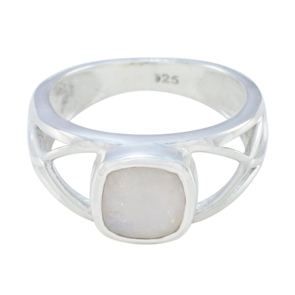 Rainbow Moonstone Solitaire African 925 Sterling Silver White Gemstone Tiny Love Ring Jewelry