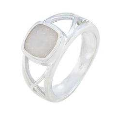 Rainbow Moonstone Solitaire African 925 Sterling Silver White Gemstone Tiny Love Ring Jewelry
