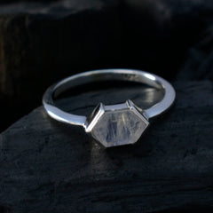 Rainbow Moonstone Solitaire American 925 Silver White Gems Dainty Boho Ring Jewellery