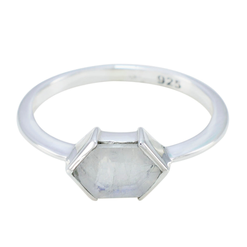Rainbow Moonstone Solitaire American 925 Silver White Gems Dainty Boho Ring Jewellery
