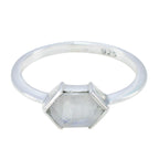 Rainbow Moonstone Solitaire American 925 Silver White Gems Dainty Boho Ring Jewellery
