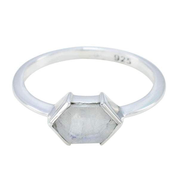 Rainbow Moonstone Solitaire American 925 Silver White Gems Dainty Boho Ring Jewellery