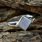 Rainbow Moonstone Solitaire Turkish 925 Silver White Gems Dainty Feminine Ring Jewelry