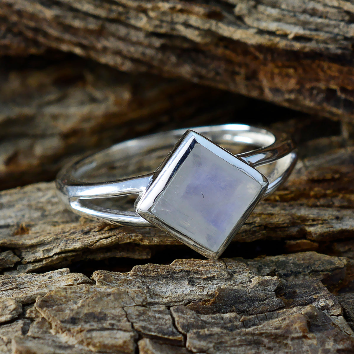 Rainbow Moonstone Solitaire Turkish 925 Silver White Gems Dainty Feminine Ring Jewelry