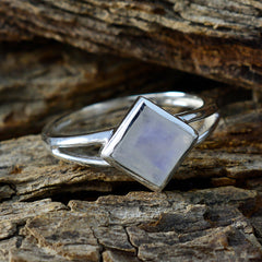 Rainbow Moonstone Solitaire Turkish 925 Silver White Gems Dainty Feminine Ring Jewelry