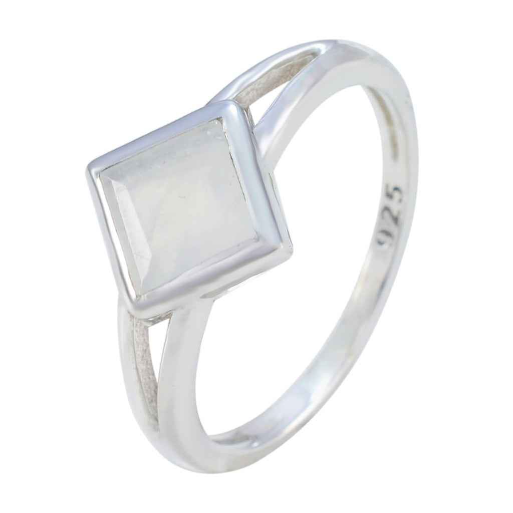 Rainbow Moonstone Solitaire Turkish 925 Silver White Gems Dainty Feminine Ring Jewelry