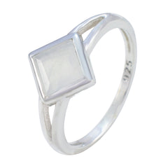 Rainbow Moonstone Solitaire Turkish 925 Silver White Gems Dainty Feminine Ring Jewelry