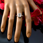 Rainbow Moonstone Solitaire Japanese Silver White Gems Whisper thin Boho Ring Jewelry