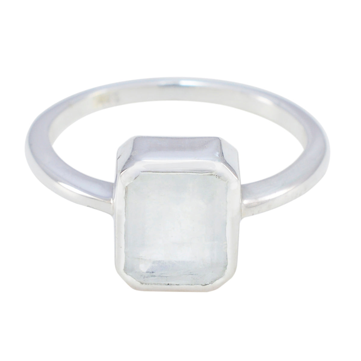 Rainbow Moonstone Solitaire Japanese Silver White Gems Whisper thin Boho Ring Jewelry Immagine principale del prodotto