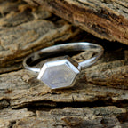 Rainbow Moonstone Solitaire American 92.5 Silver White Gemstones Delicate Graceful Ring Jewelry