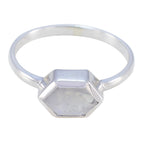 Rainbow Moonstone Solitaire American 92.5 Silver White Gemstones Delicate Graceful Ring Jewelry
