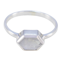 Rainbow Moonstone Solitaire American 92.5 Silver White Gemstones Delicate Graceful Ring Jewelry