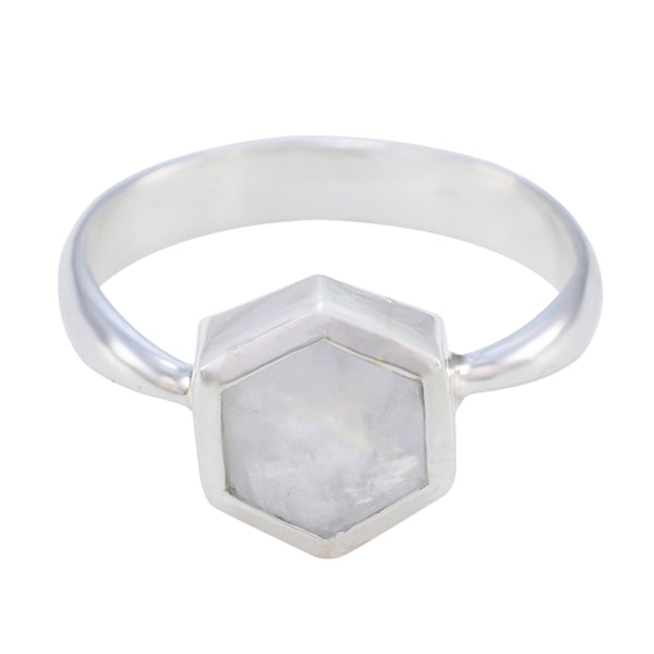 Rainbow Moonstone Solitaire Russian 92.5 Silver White Gemstones Featherlight Abstract Ring Jewellery