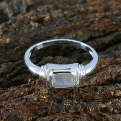 Rainbow Moonstone Solitaire Japanese 925 Sterling Silver White Gemstone Whisper thin Romantic Ring Jewelry