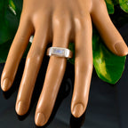 Rainbow Moonstone Solitaire Russian 925 Silver White Gems Tiny Love Ring Jewelry