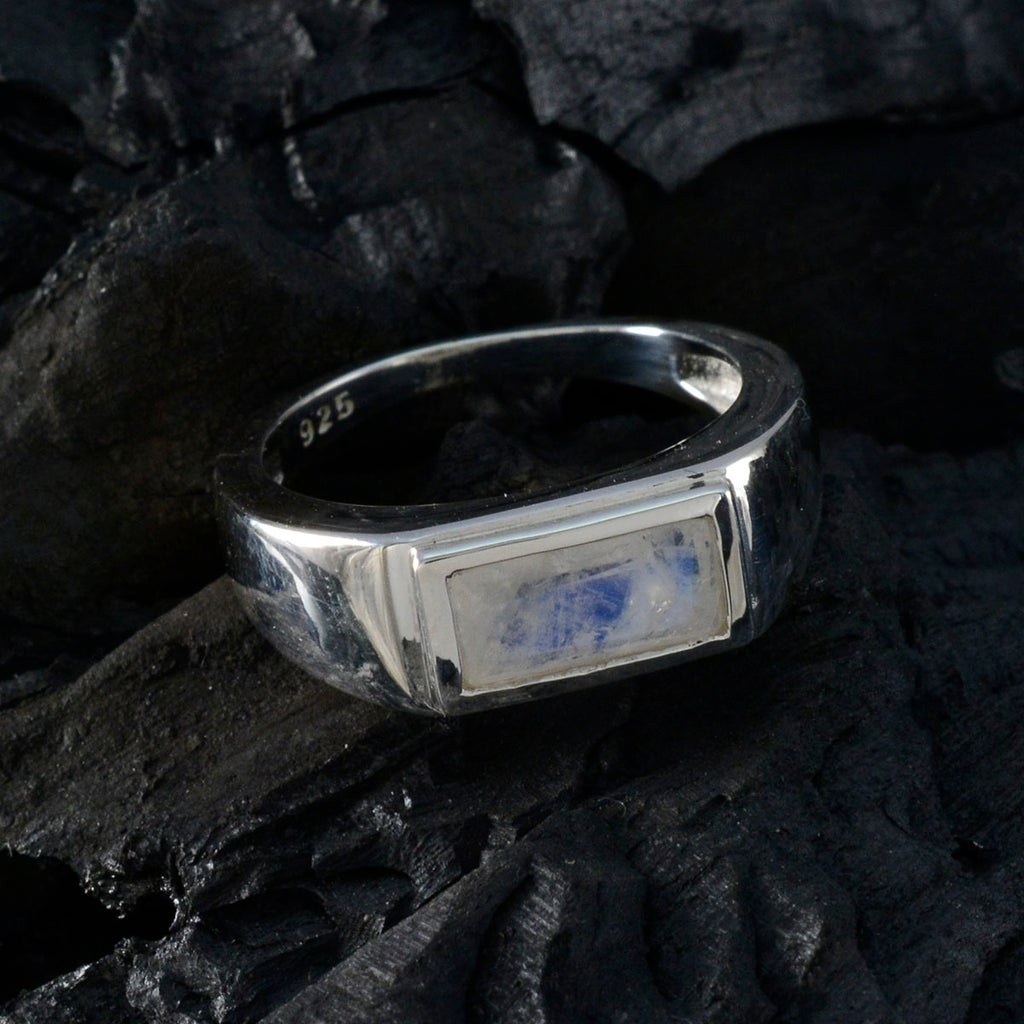 Rainbow Moonstone Solitaire Russian 925 Silver White Gems Tiny Love Ring Jewelry