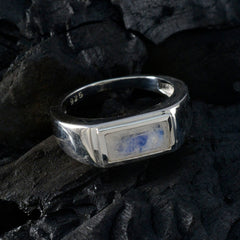 Rainbow Moonstone Solitaire Russian 925 Silver White Gems Tiny Love Ring Jewelry