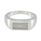 Rainbow Moonstone Solitaire Russian 925 Silver White Gems Tiny Love Ring Jewelry