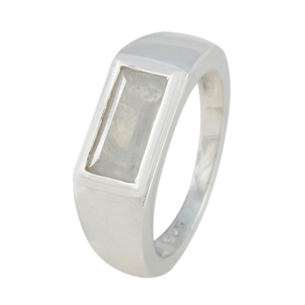 Rainbow Moonstone Solitaire Russian 925 Silver White Gems Tiny Love Ring Jewelry