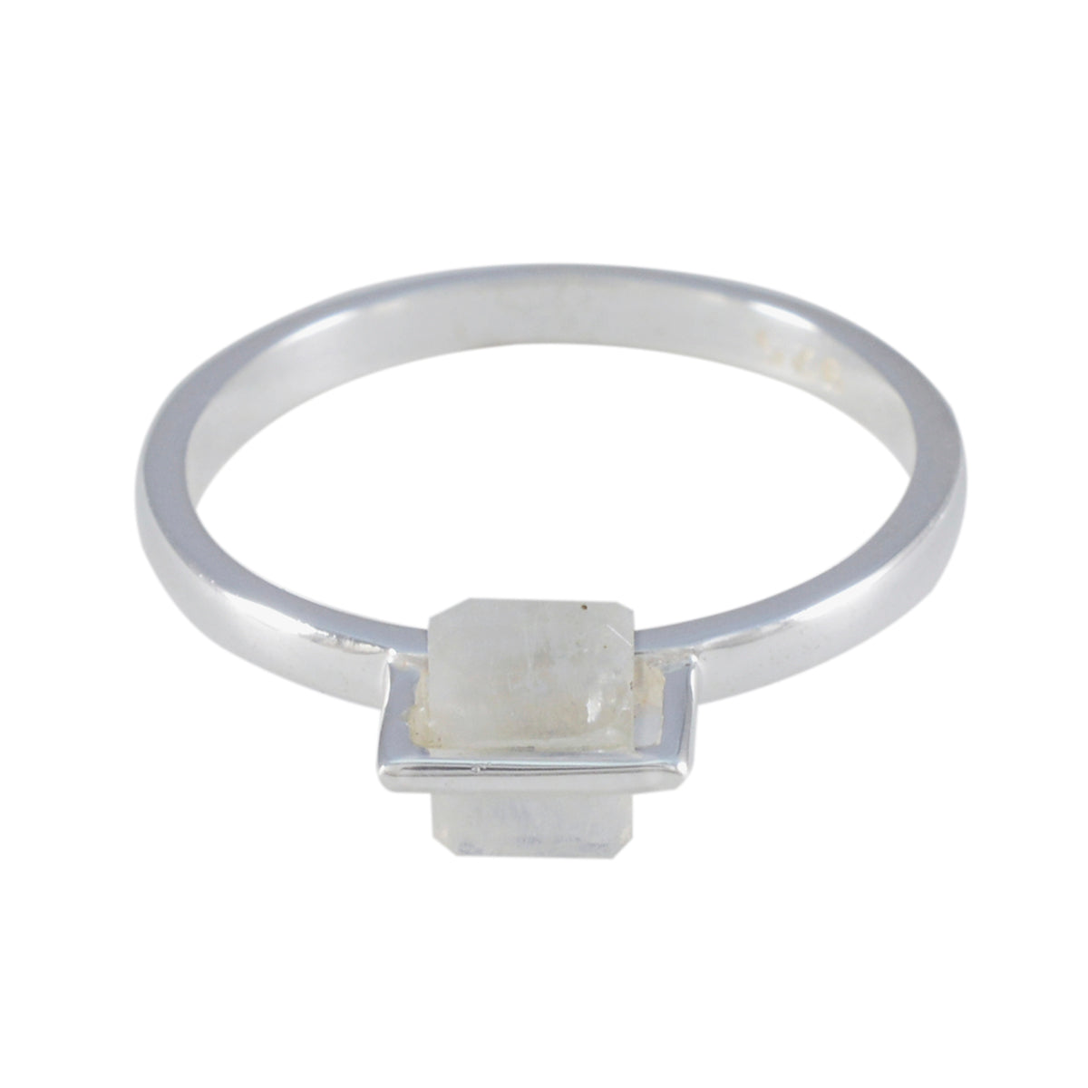 Rainbow Moonstone Solitaire American 92.5 Silver White Gemstones Dainty Feminine Ring Jewelry