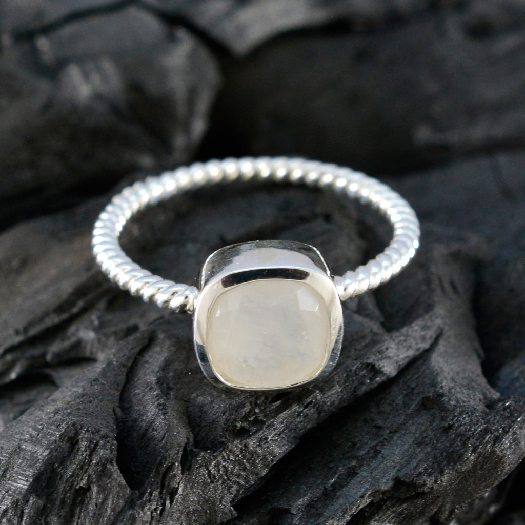 Rainbow Moonstone Solitaire Turkish 925 Sterlings Silvers White Gemstone Dainty Trendy Ring Jewelry