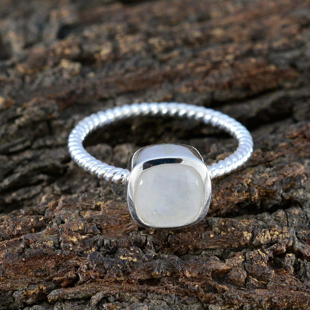 Rainbow Moonstone Solitaire Turkish 925 Sterlings Silvers White Gemstone Dainty Trendy Ring Jewelry