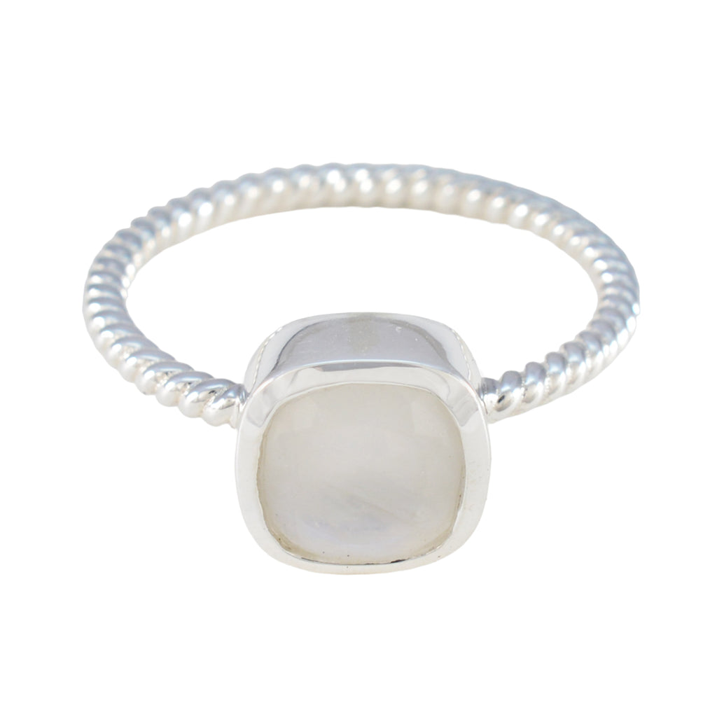 Rainbow Moonstone Solitaire Turkish 925 Sterlings Silvers White Gemstone Dainty Trendy Ring Jewelry