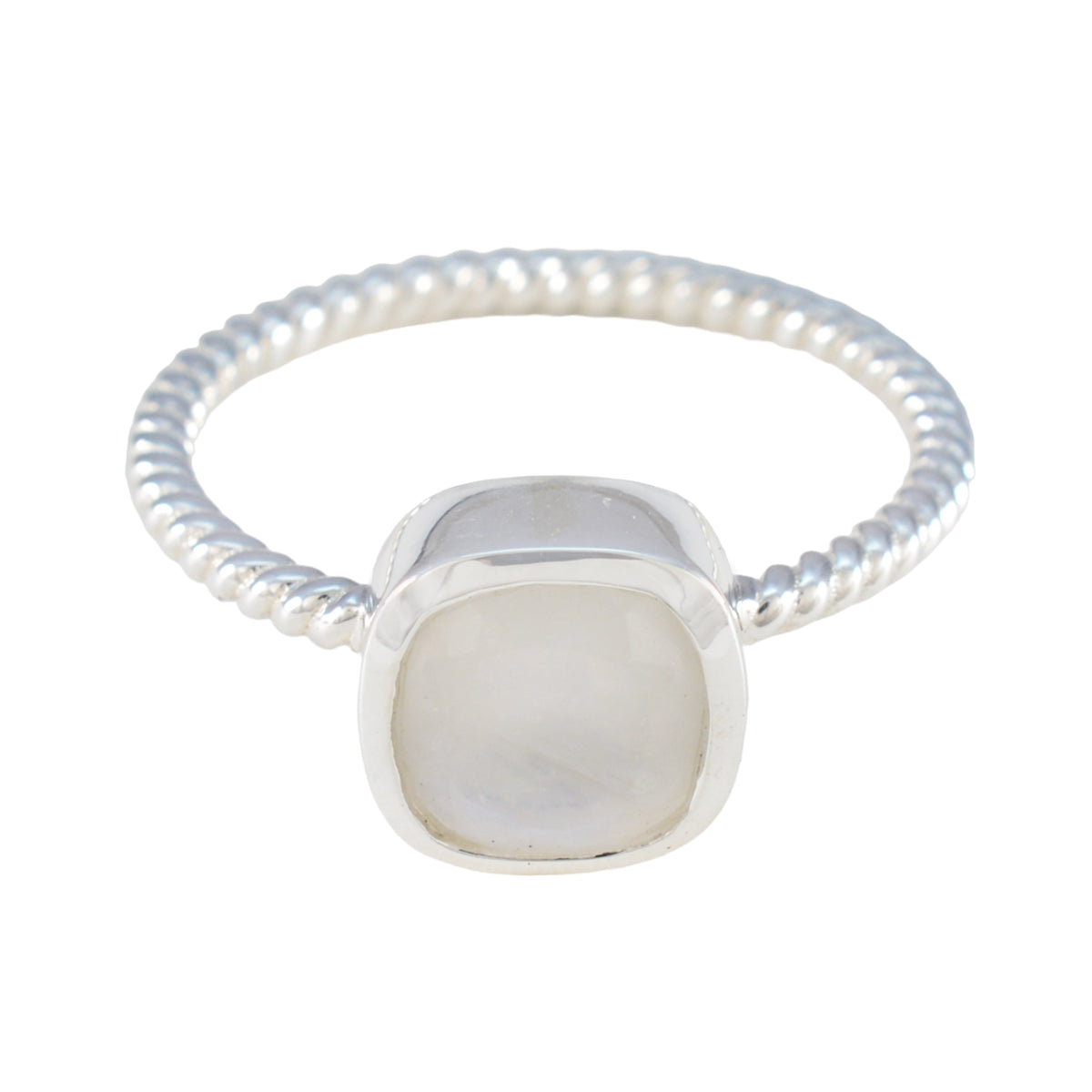 Rainbow Moonstone Solitaire Turkish 925 Sterlings Silvers White Gemstone Dainty Trendy Ring Jewelry