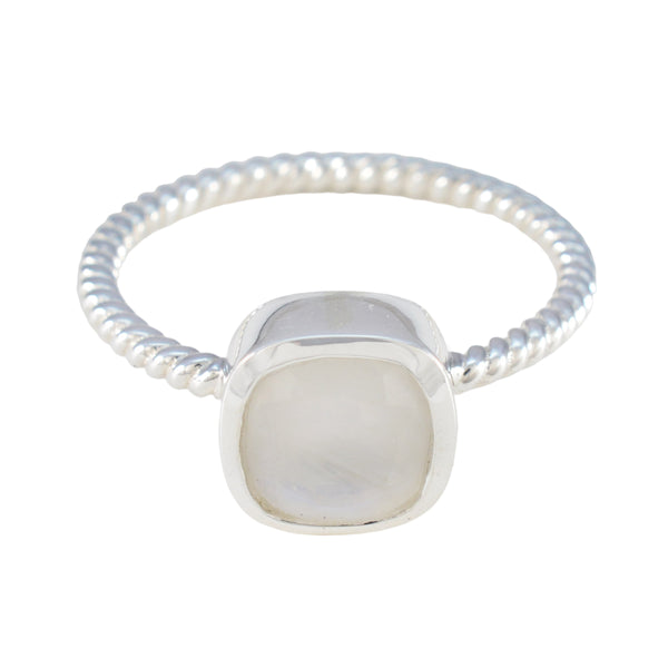 Rainbow Moonstone Solitaire Turkish 925 Sterlings Silvers White Gemstone Dainty Trendy Ring Jewelry