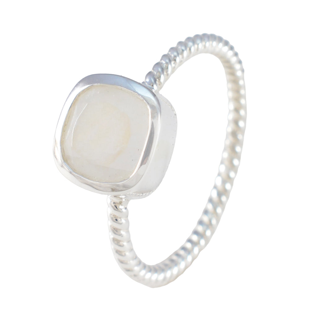 Rainbow Moonstone Solitaire Turkish 925 Sterlings Silvers White Gemstone Dainty Trendy Ring Jewelry