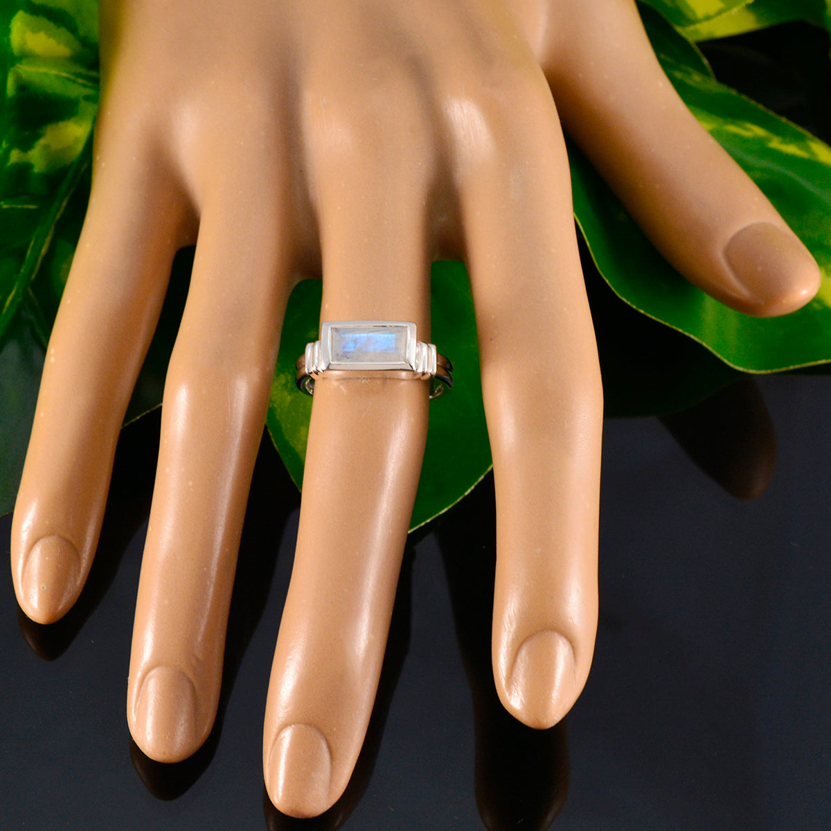 Rainbow Moonstone Solitaire African 925 Silver White Gemstones Minimal Fairytale Ring Jewellery